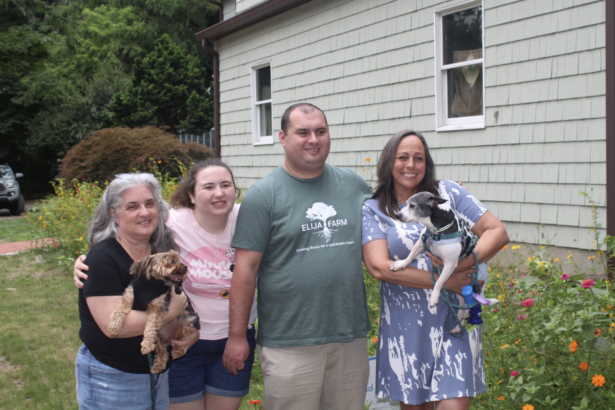 Deb, Katie, Jason And Greta With Gatsby And Milo